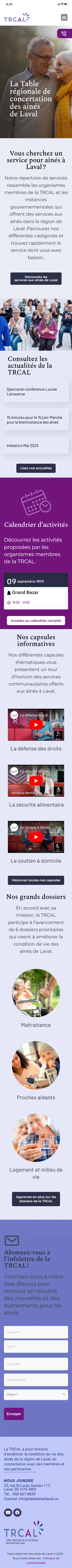 Services de développement WordPress 26 Screenshot 2023 08 09 at 20 34 02 La Table regionale de concertation des aines de Laval TRCAL La ressource lavalloise par excellence pour aines 1